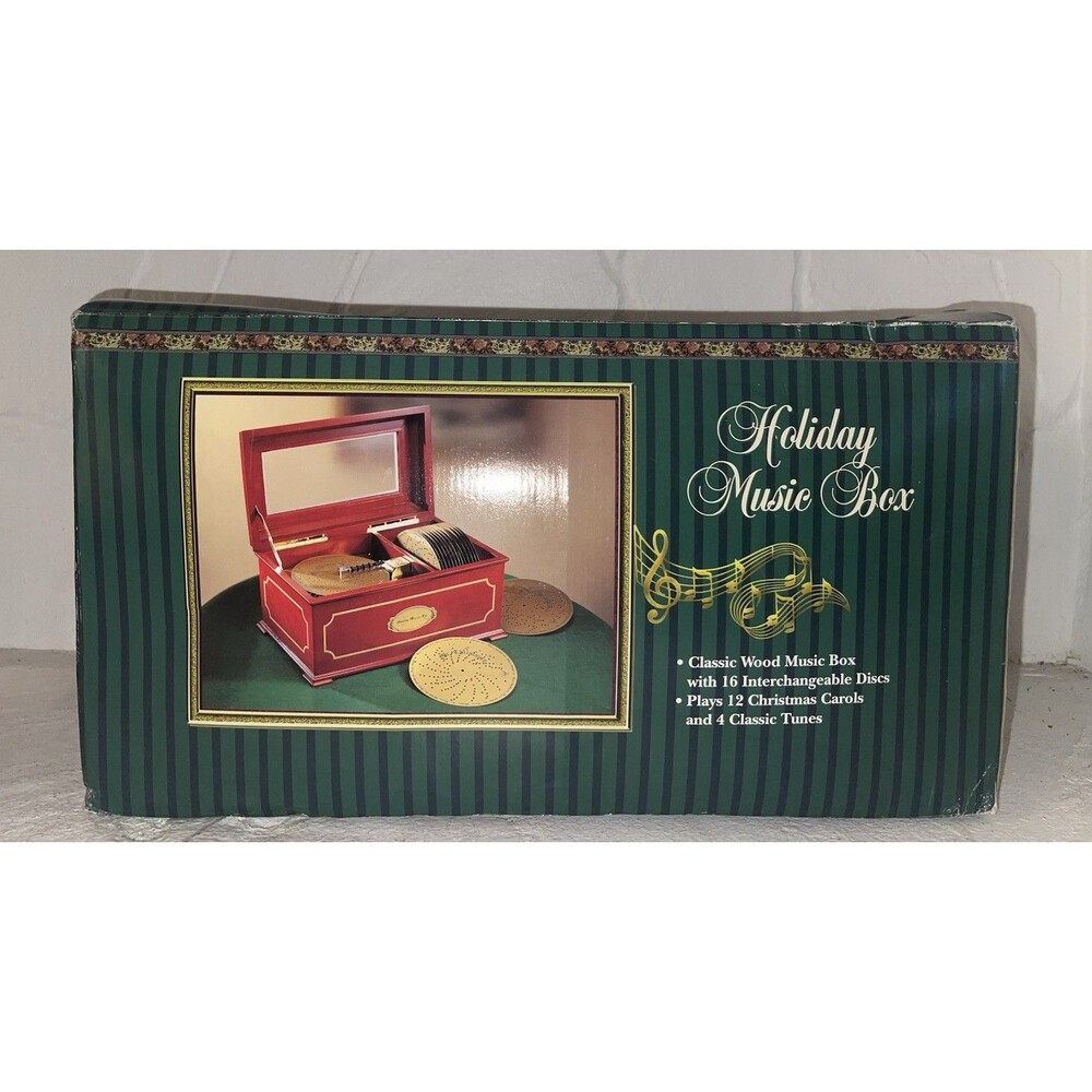 1999 Mr. Christmas Classic Wooden Music Box with 16 Discs! New!